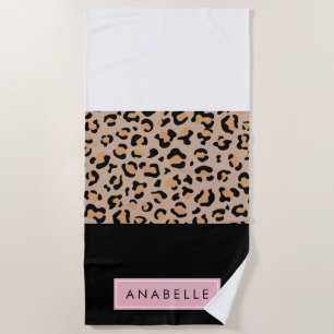 Leopardrucke, Spots, Braunleopard, Ihr Name Strandtuch