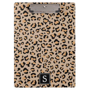 Leopardrucke, Spots, Braunleopard, Monogramm Klemmbrett