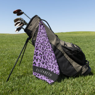 Leopardrucke, Spots, Lila Leopard, Ihr Name Golfhandtuch