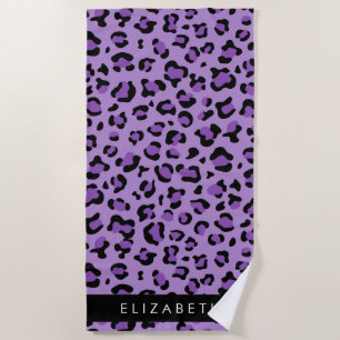 Leopardrucke, Spots, Lila Leopard, Ihr Name Strandtuch