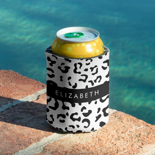 Leopardrucke, Spots, Schwarzweiß, Ihr Name Dosenkühler (In Situ Pool)
