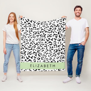 Leopardrucke, Spots, Schwarzweiß, Ihr Name Fleecedecke