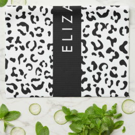 Leopardrucke, Spots, Schwarzweiß, Ihr Name Geschirrtuch