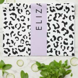 Leopardrucke, Spots, Schwarzweiß, Ihr Name Geschirrtuch