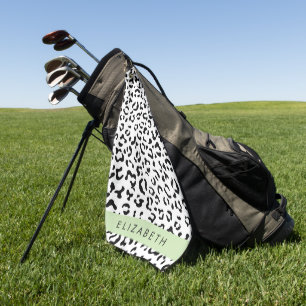 Leopardrucke, Spots, Schwarzweiß, Ihr Name Golfhandtuch