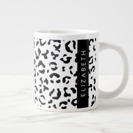 Leopardrucke, Spots, Schwarzweiß, Ihr Name Jumbo-Tasse
