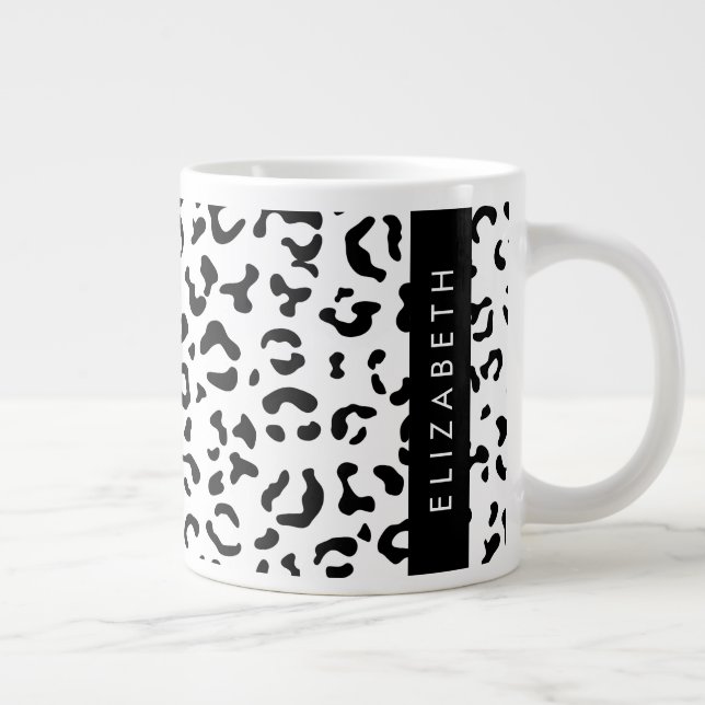 Leopardrucke, Spots, Schwarzweiß, Ihr Name Jumbo-Tasse (Rechts)