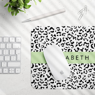 Leopardrucke, Spots, Schwarzweiß, Ihr Name Mousepad