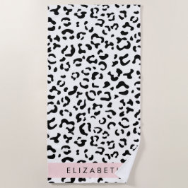 Leopardrucke, Spots, Schwarzweiß, Ihr Name Strandtuch