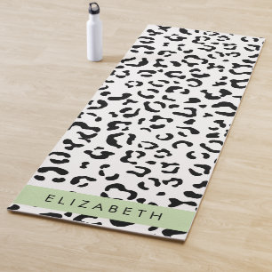 Leopardrucke, Spots, Schwarzweiß, Ihr Name Yogamatte