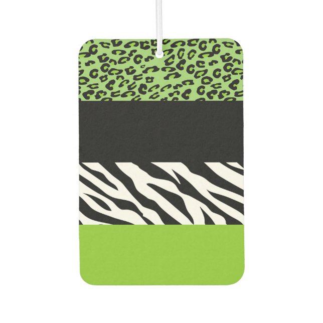 Leopardrucke, Zebra Print, Tierdruck, grün Autolufterfrischer (Vorderseite)