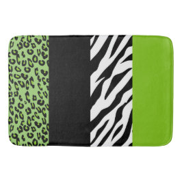Leopardrucke, Zebra Print, Tierdruck, grün Badematte