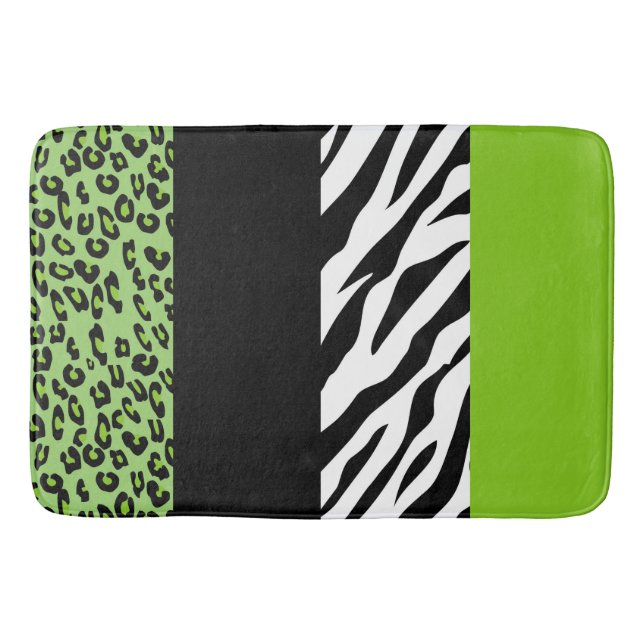 Leopardrucke, Zebra Print, Tierdruck, grün Badematte (Vorderseite)
