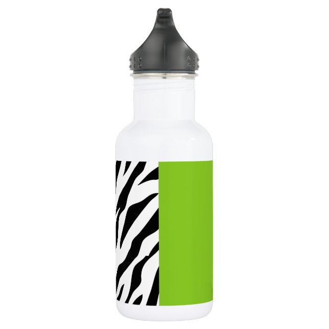 Leopardrucke, Zebra Print, Tierdruck, grün Edelstahlflasche (Rechts)