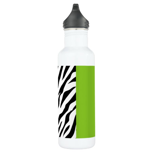 Leopardrucke, Zebra Print, Tierdruck, grün Edelstahlflasche (Rechts)