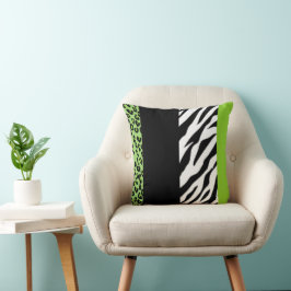 Leopardrucke, Zebra Print, Tierdruck, grün Kissen