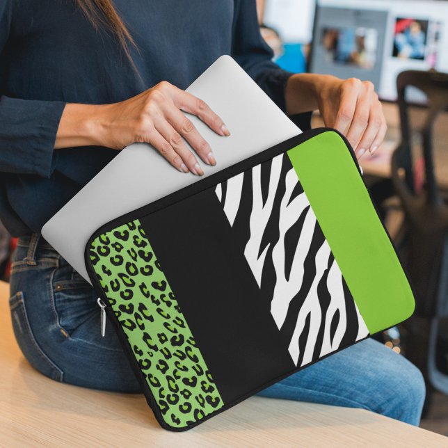 Leopardrucke, Zebra Print, Tierdruck, grün Laptopschutzhülle (Von Creator hochgeladen)