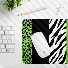 Leopardrucke, Zebra Print, Tierdruck, grün Mousepad