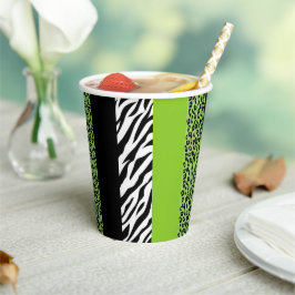 Leopardrucke, Zebra Print, Tierdruck, grün Pappbecher