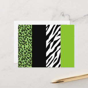 Leopardrucke, Zebra Print, Tierdruck, grün Postkarte