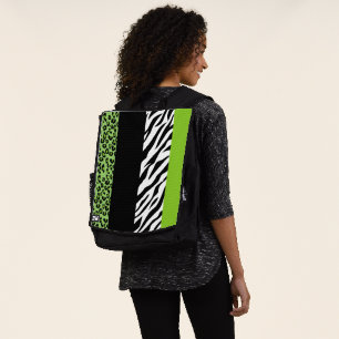 Leopardrucke, Zebra Print, Tierdruck, grün Rucksack