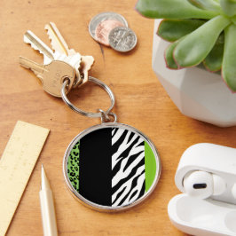 Leopardrucke, Zebra Print, Tierdruck, grün Schlüsselanhänger