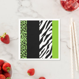 Leopardrucke, Zebra Print, Tierdruck, grün Serviette