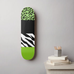 Leopardrucke, Zebra Print, Tierdruck, grün Skateboard