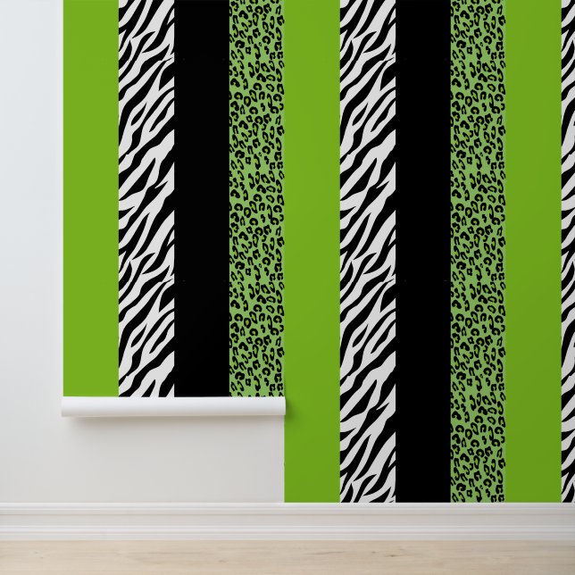 Leopardrucke, Zebra Print, Tierdruck, grün Tapete (Anwendung)
