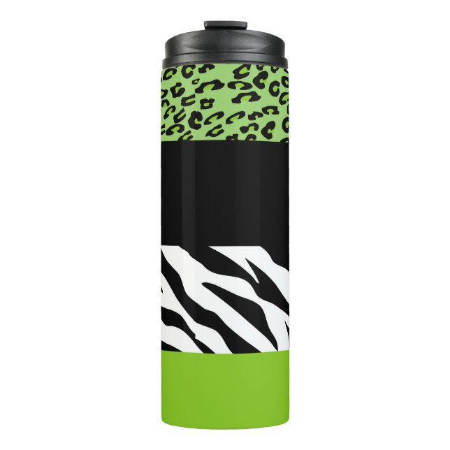 Leopardrucke, Zebra Print, Tierdruck, grün Thermosbecher (Vorderseite)