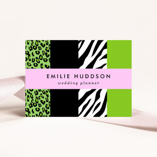Leopardrucke, Zebra Print, Tierdruck, grün Visitenkarte