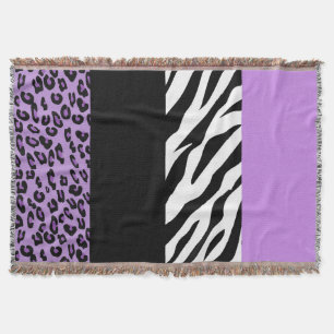 Leopardrucke, Zebra Print, Tierdruck, Lila Decke