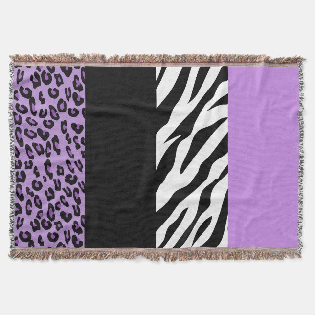 Leopardrucke, Zebra Print, Tierdruck, Lila Decke (Vorderseite)