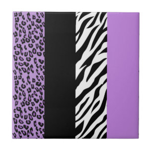 Leopardrucke, Zebra Print, Tierdruck, Lila Fliese