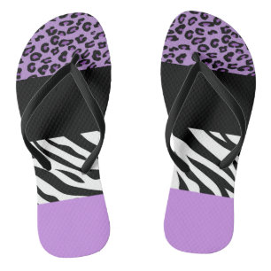 Leopardrucke, Zebra Print, Tierdruck, Lila Flip Flops