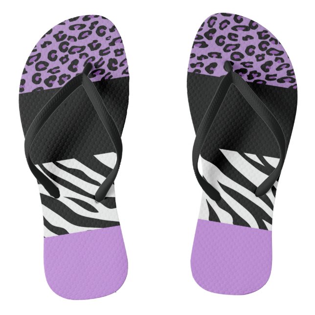 Leopardrucke, Zebra Print, Tierdruck, Lila Flip Flops (Fußbett)