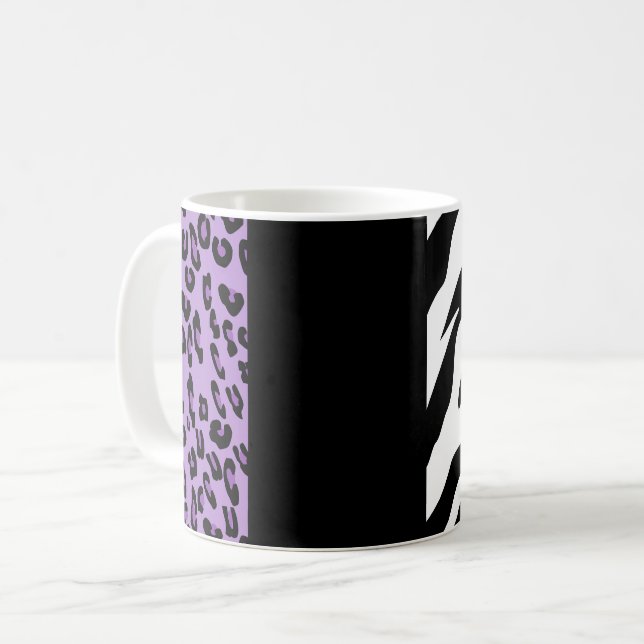 Leopardrucke, Zebra Print, Tierdruck, Lila Kaffeetasse (Vorderseite Links)