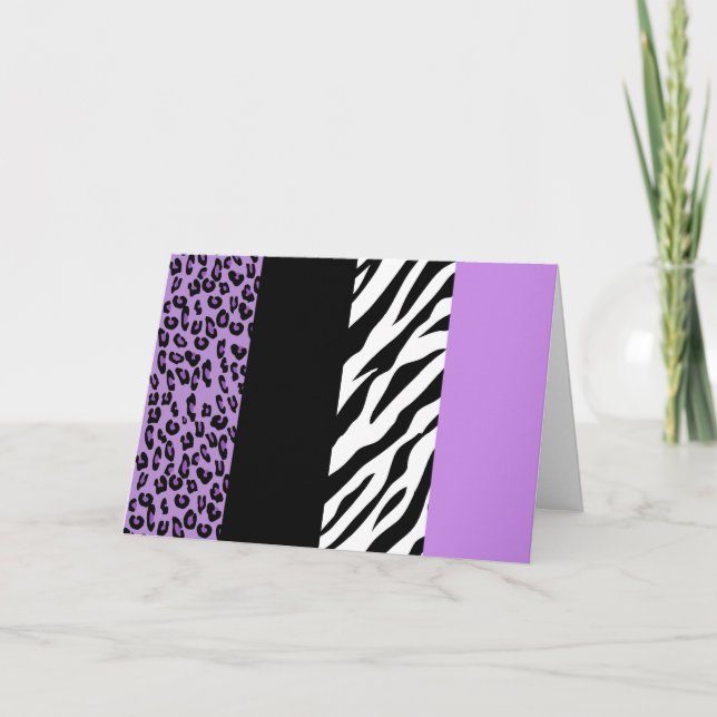 Leopardrucke, Zebra Print, Tierdruck, Lila Karte (Vorderseite)