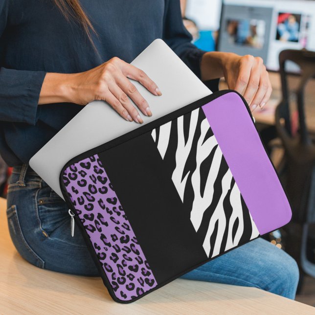 Leopardrucke, Zebra Print, Tierdruck, Lila Laptopschutzhülle (Von Creator hochgeladen)