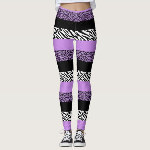 Leopardrucke, Zebra Print, Tierdruck, Lila Leggings
