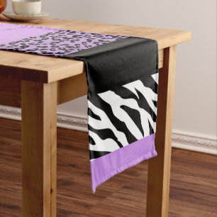 Leopardrucke, Zebra Print, Tierdruck, Lila Mittelgroßer Tischläufer