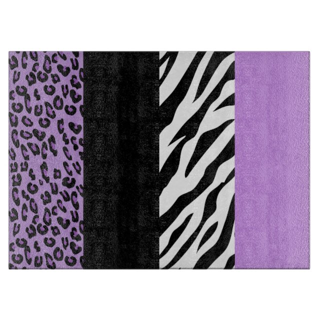 Leopardrucke, Zebra Print, Tierdruck, Lila Schneidebrett (Vorderseite)