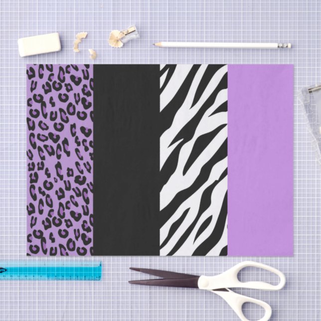 Leopardrucke, Zebra Print, Tierdruck, Lila Seidenpapier (Handwerk)