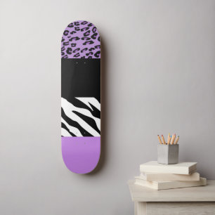 Leopardrucke, Zebra Print, Tierdruck, Lila Skateboard