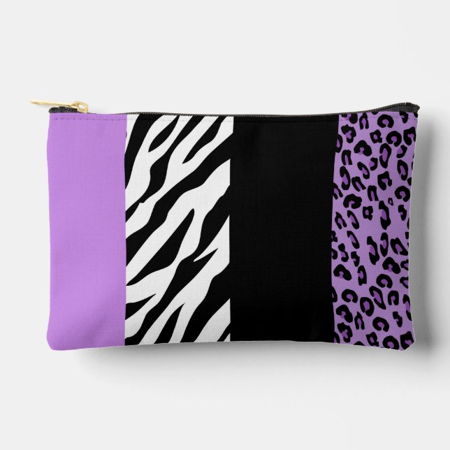 Leopardrucke, Zebra Print, Tierdruck, Lila Zubehörtasche (Vorderseite)