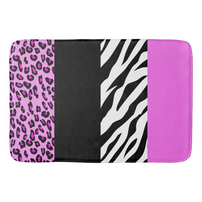 Leopardrucke, Zebra Print, Tierdruck, Rosa Badematte (Vorderseite)