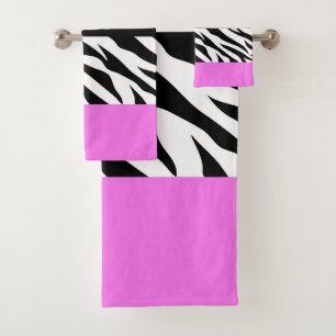 Leopardrucke, Zebra Print, Tierdruck, Rosa Badhandtuch Set