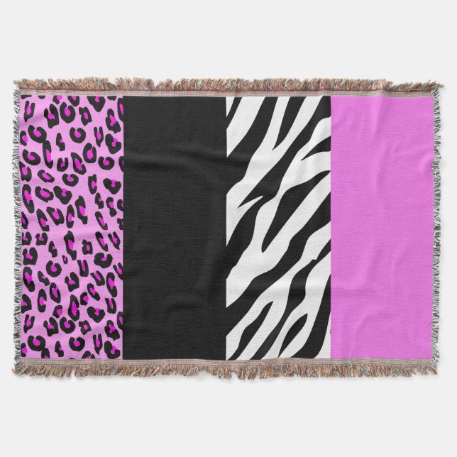Leopardrucke, Zebra Print, Tierdruck, Rosa Decke (Vorderseite)