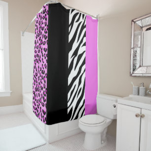 Leopardrucke, Zebra Print, Tierdruck, Rosa Duschvorhang