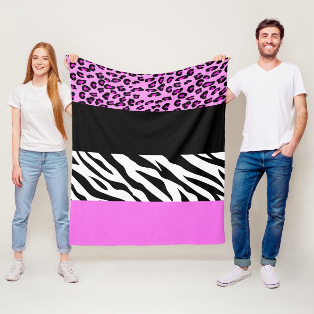 Leopardrucke, Zebra Print, Tierdruck, Rosa Fleecedecke (Beispiel)